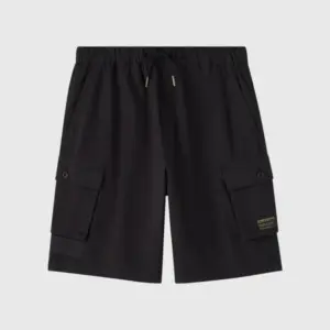 Linen Ripstop Cargo Short - Black
