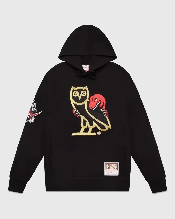 Ovo® x Mitchell and Ness 95 Raptors Og Owl Hoodie Black Ovo® x Mitchell and Ness 95 Raptors Og Owl Hoodie Black
