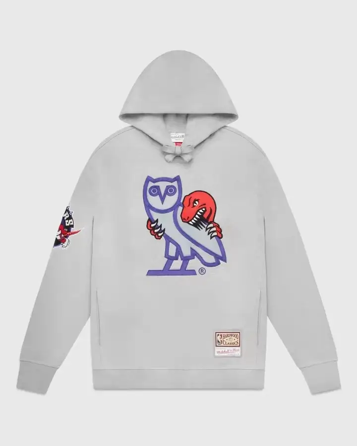 Ovo® x Mitchell and Ness 95 Raptors Og Owl Hoodie Grey Ovo® x Mitchell and Ness 95 Raptors Og Owl Hoodie Grey