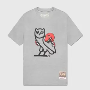 Ovo® x Mitchell and Ness 95 Raptors Og Owl T shirt-Grey