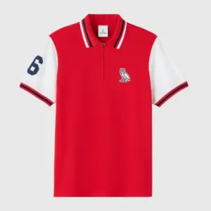 Quarter-Zip Short Sleeve Polo - Red